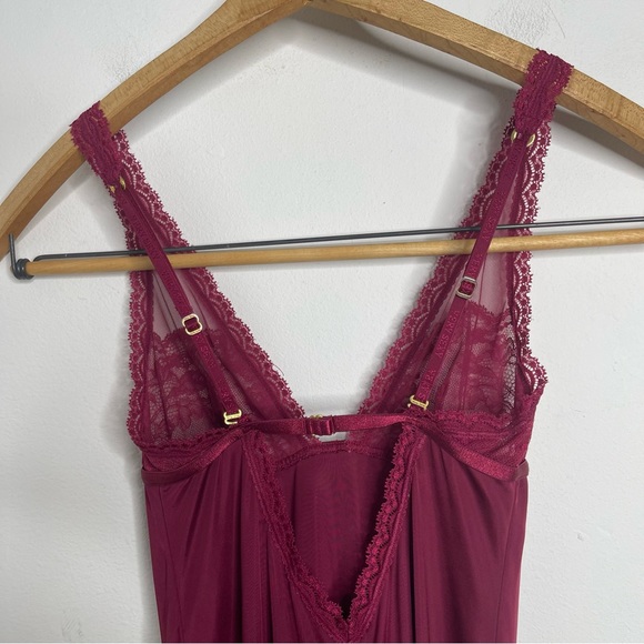 VICTORIA'S SECRET Very Sexy Burgundy Lace Babydoll Size XS Valentines - Picture 9 of 15